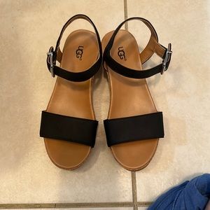 UGG Black and Tan Kids Sandals